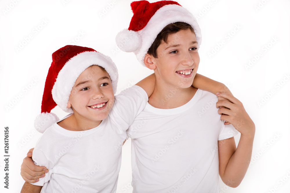 Kids in Santa Claus hat. Kids in Santa Claus hat.