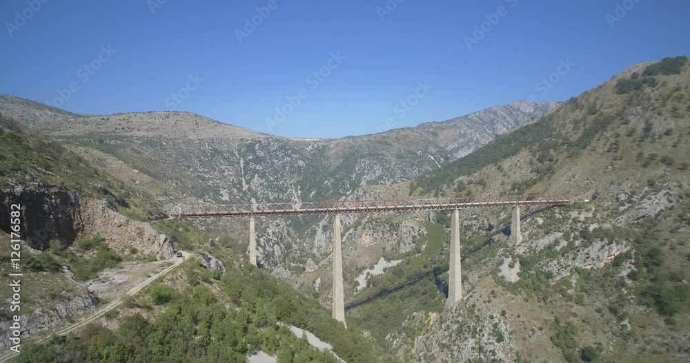 Aerial, Train Bridge Over Mala Rijeka, Montenegro- Ungraded Material. Aerial, Train Bridge Over Mala Rijeka, Montenegro- Ungraded Material.