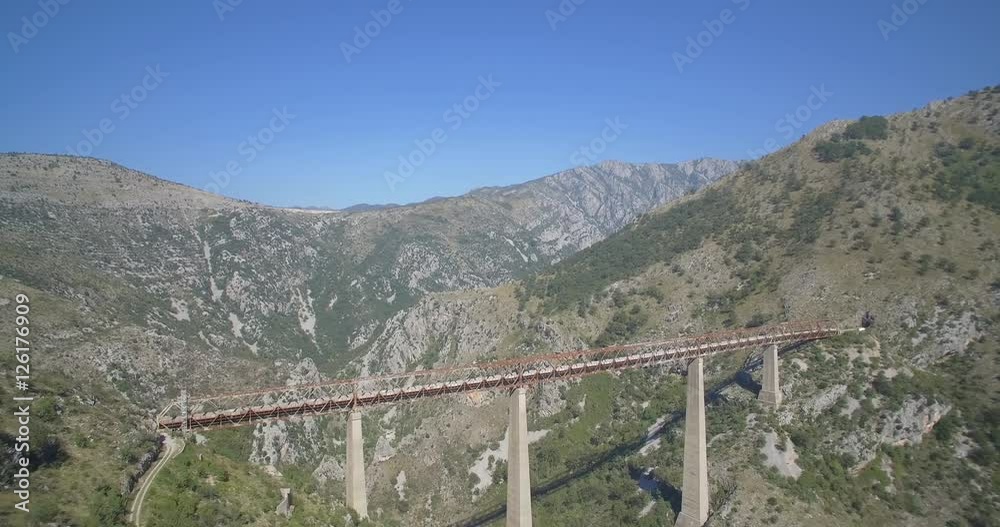 Aerial, Train Bridge Over Mala Rijeka, Montenegro- Ungraded Material. Aerial, Train Bridge Over Mala Rijeka, Montenegro- Ungraded Material.