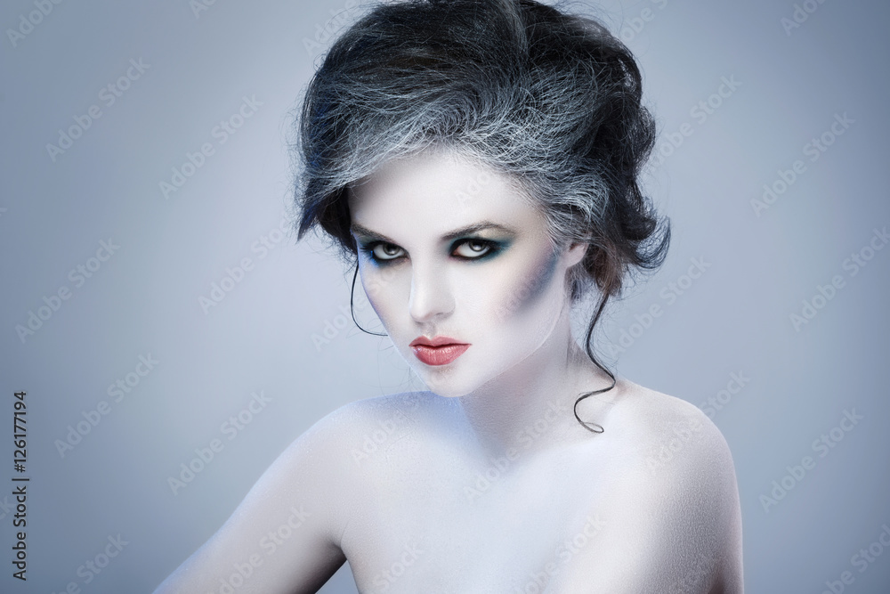 Fototapeta premium Woman with creative makeup and body-art