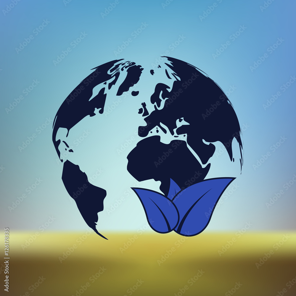 Fototapeta premium Flat paper cut style icon of eco planet