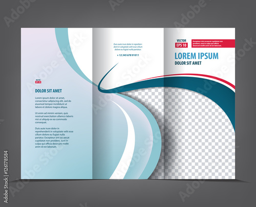 Vector tri fold brochure template design, concept business trifold leaflet, 3 fold blue vector flyer layout