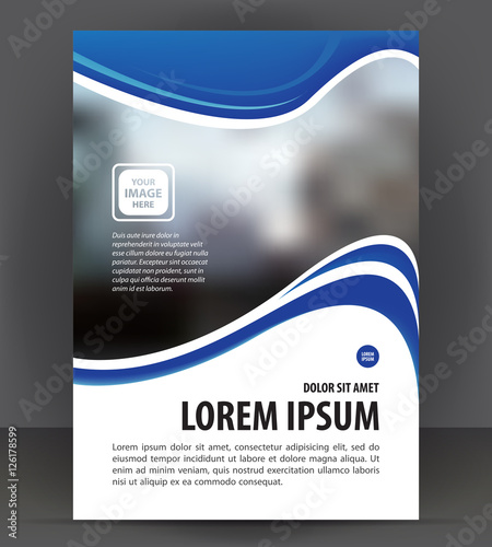 Blue flyer template, brochure magazine cover layout print design