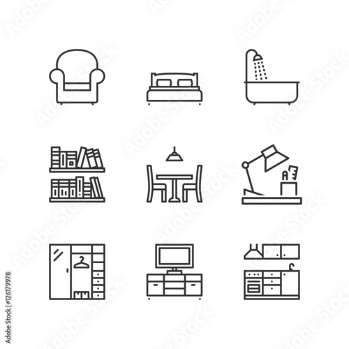 Line icons. Home. Flat symbols