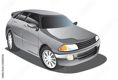 Vector illustration of elegant grey sedan car in cartoon style