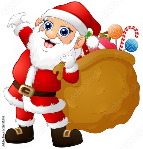 Santa Claus carrying sack full of gifts