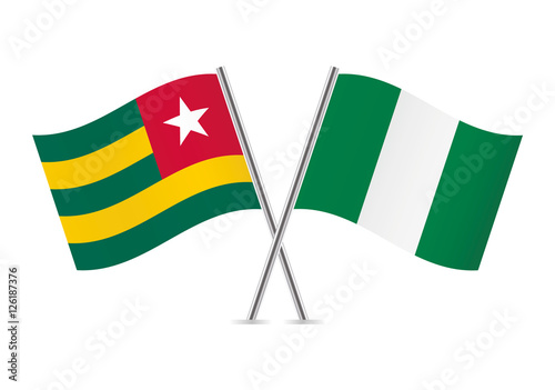 Togo and Nigeria flags. Vector illustration.