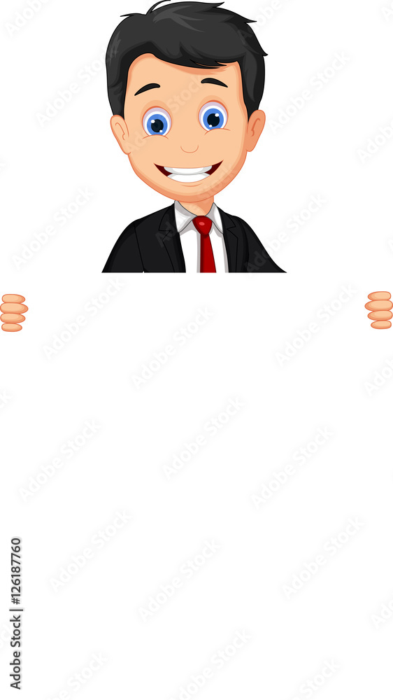 funny businessman cartoon holding blank sign funny businessman cartoon holding blank sign