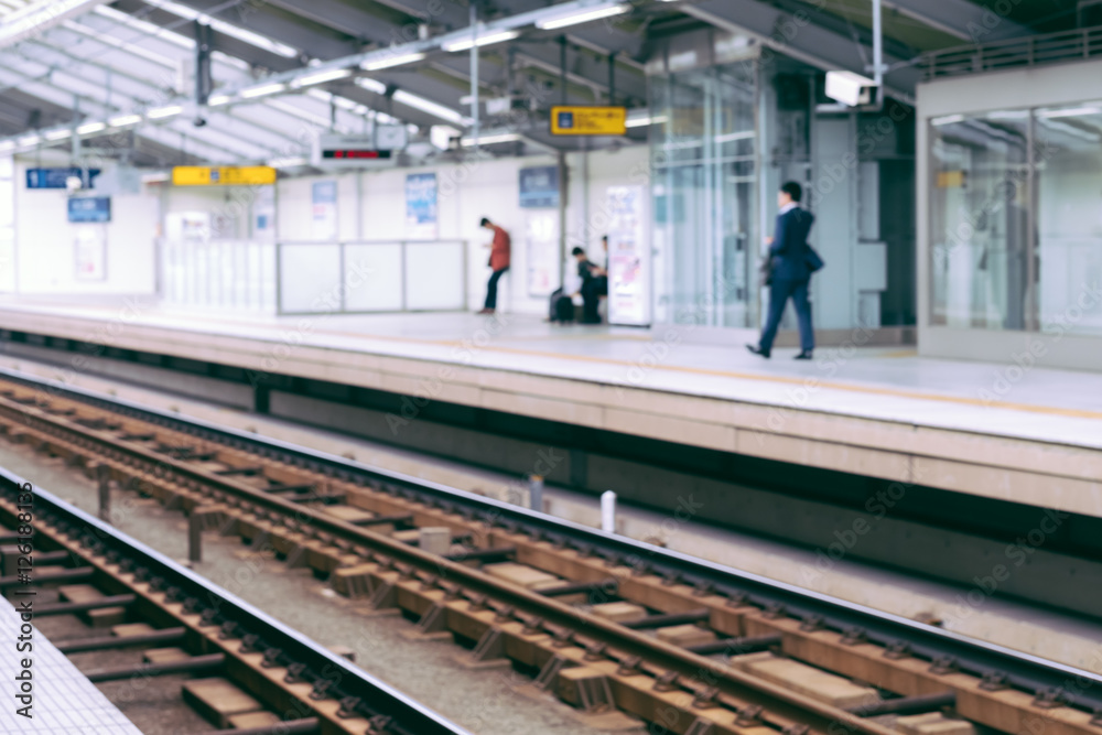 Naklejka premium Blurred Modern train station platform