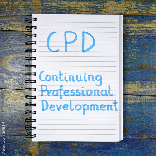 Cuadro en lienzo CPD- Continuing Professional Development acronym written in notebook on wooden b