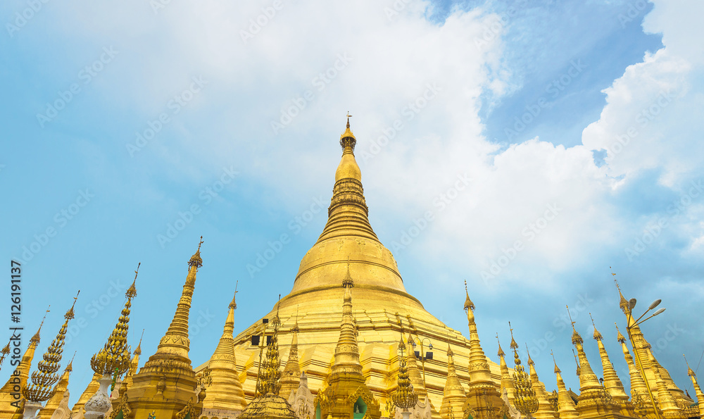 Fototapeta premium Yangon, Myanmar skyline with Shwedagon Pagoda.