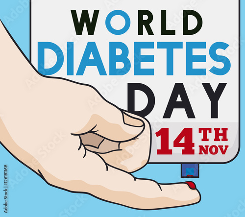 Educational Design to Measure Glucose Level in World Diabetes Day, Vector Illustration