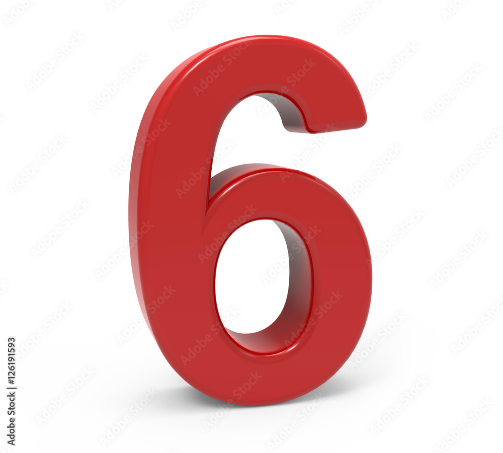 3d red number 6 3d red number 6