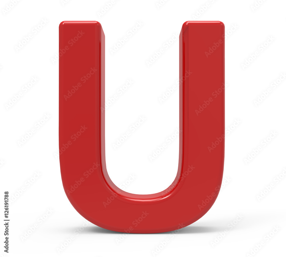 3d red letter U 3d red letter U