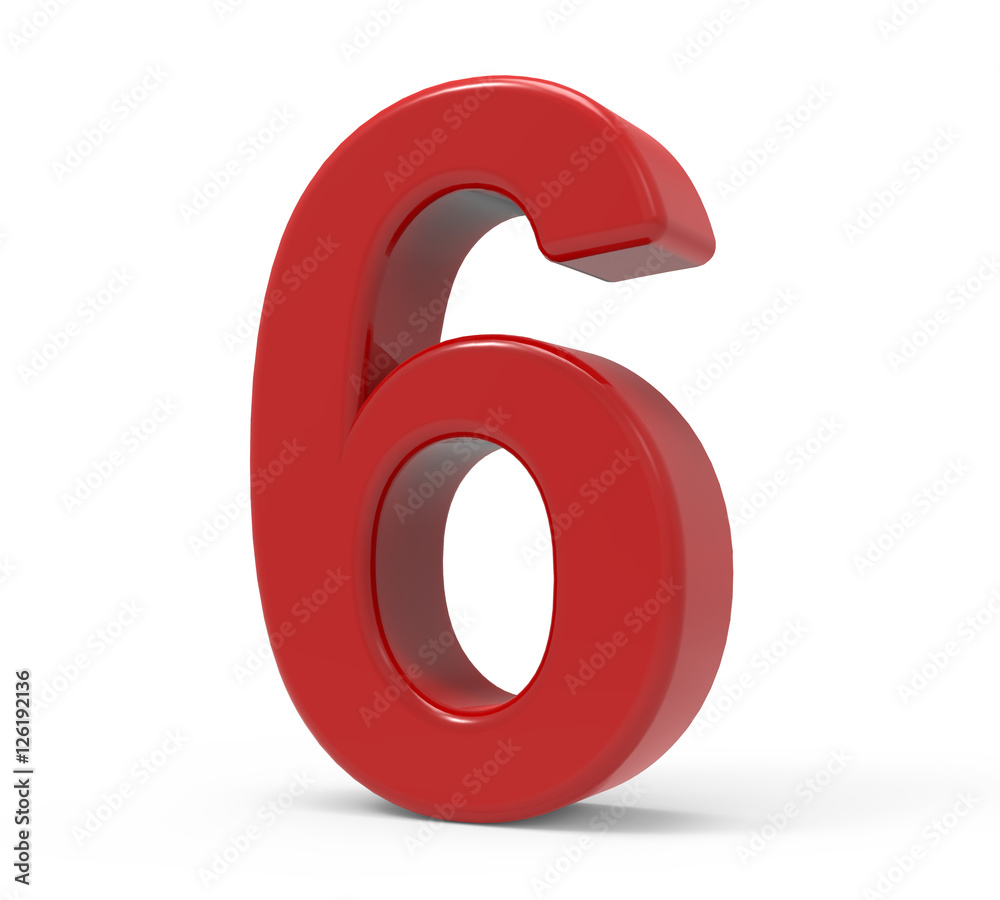 3d red number 6 3d red number 6