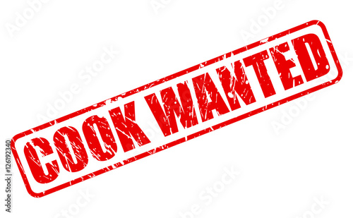 COOK WANTED red stamp text