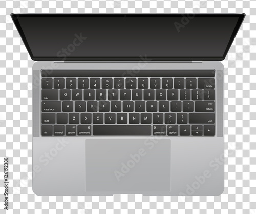 Modern glossy laptop isolated on transparent background.