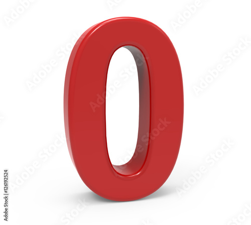 3d red number 0