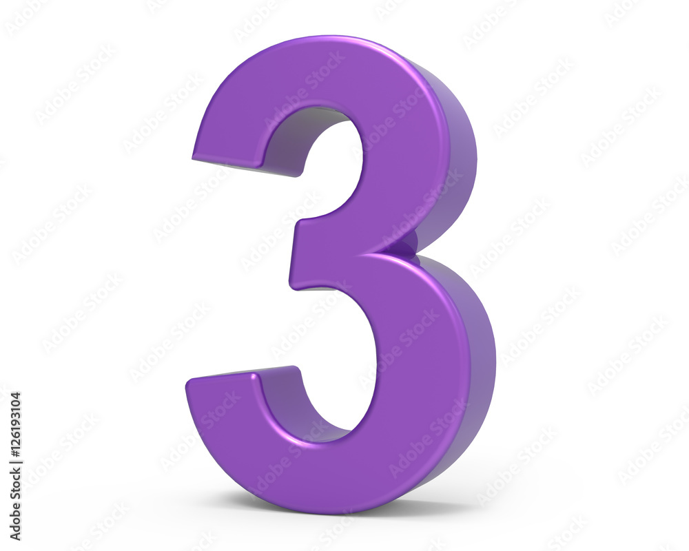 Fototapeta premium 3d purple number 3
