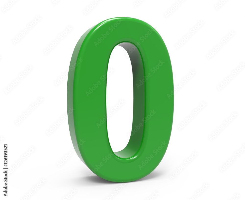 3d green number 0