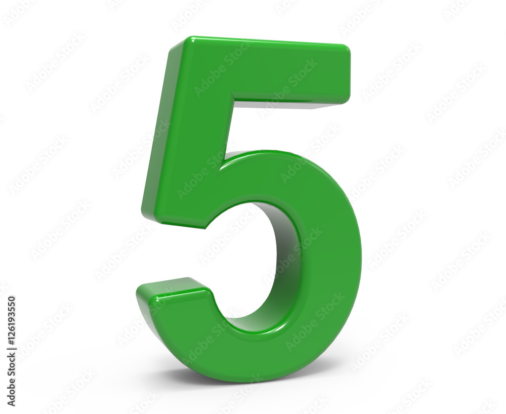3d green number 5 3d green number 5