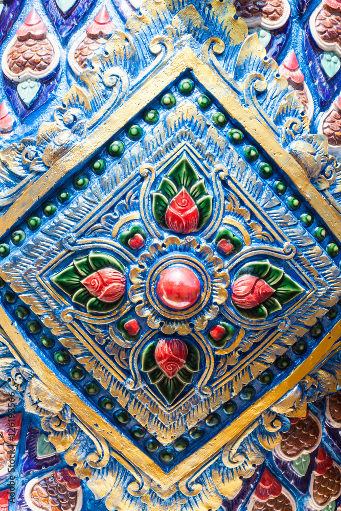 Thai style wall pattern in temple background Thai style wall pattern in temple background
