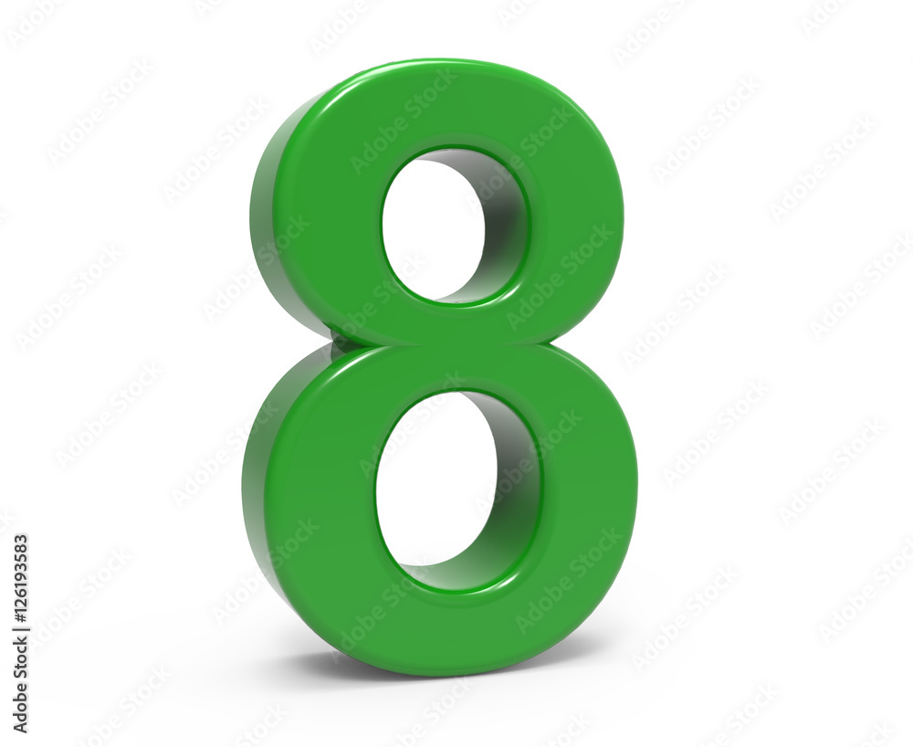 3d green number 8 3d green number 8