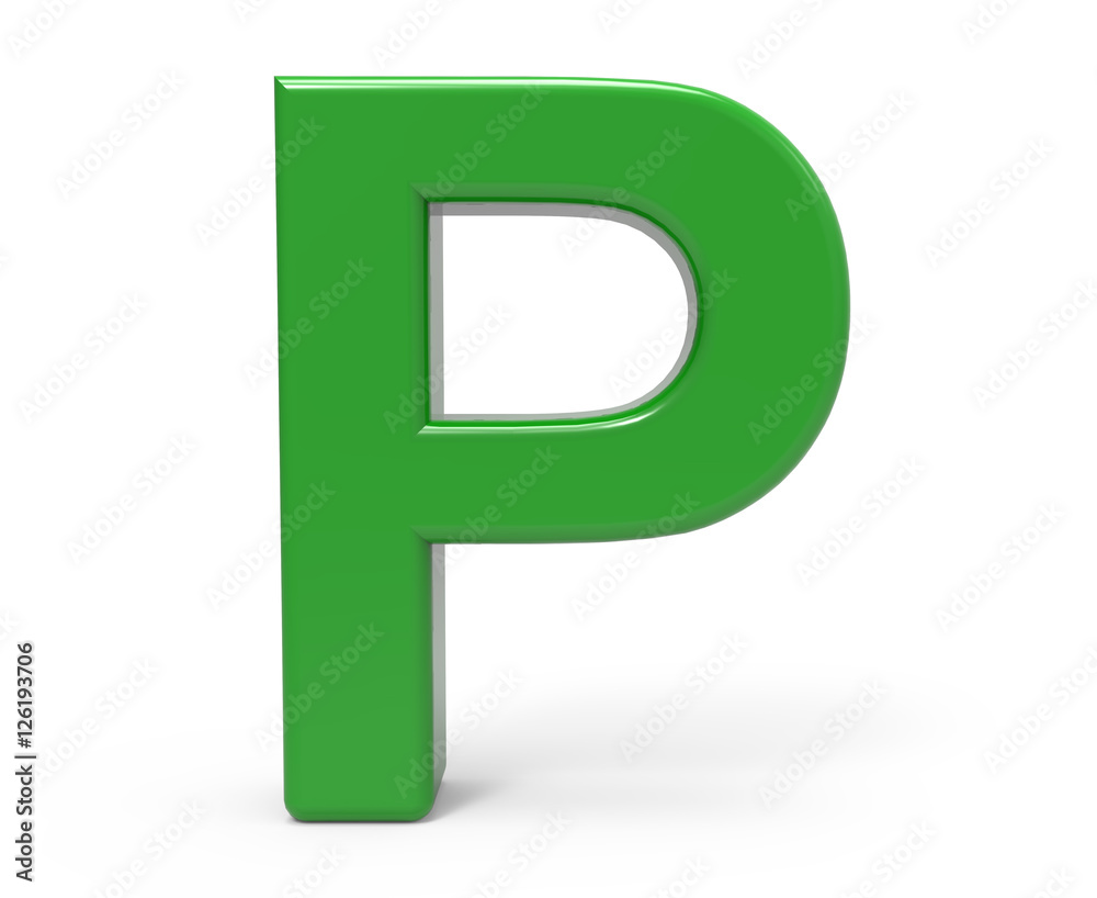 3d green letter P