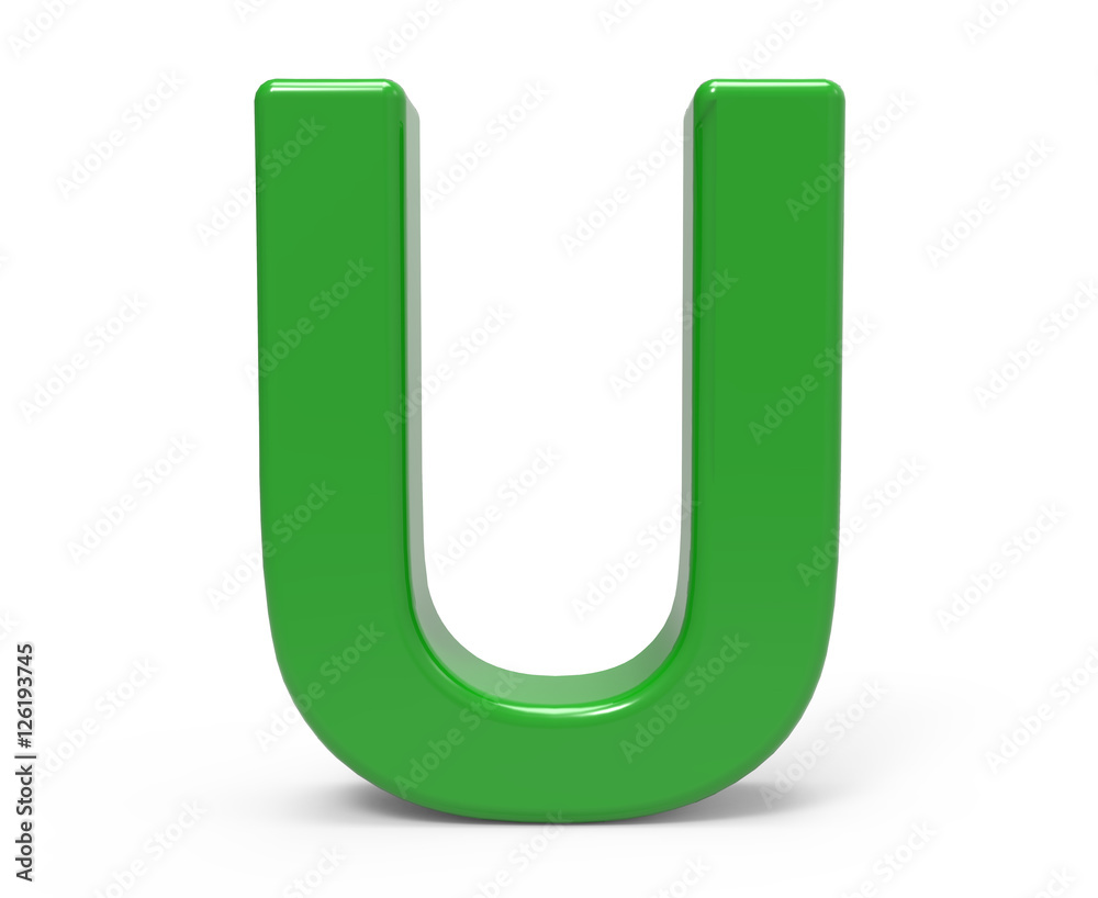 3d green letter U 3d green letter U