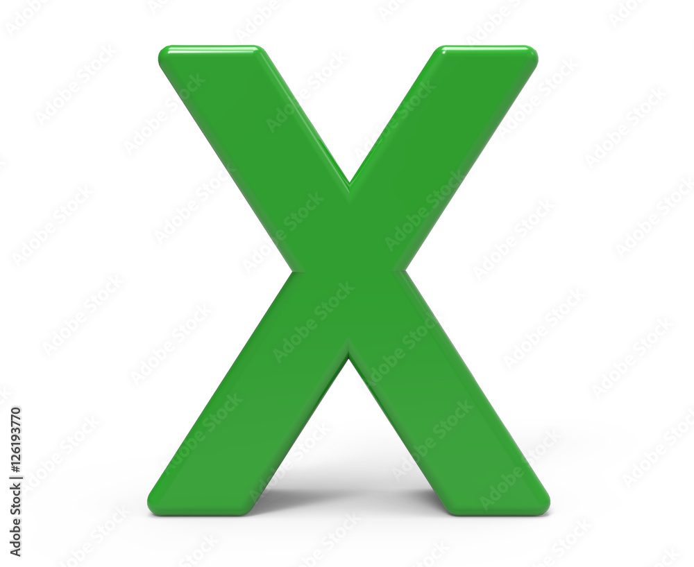 3d green letter X 3d green letter X
