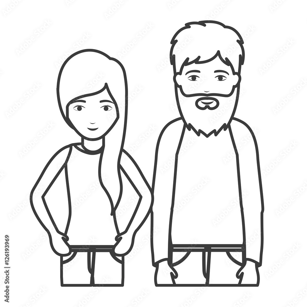 Woman and man cartoon silhouette icon. Couple relationship family love and romance theme. Vector illustration Woman and man cartoon silhouette icon. Couple relationship family love and romance theme. Vector illustration