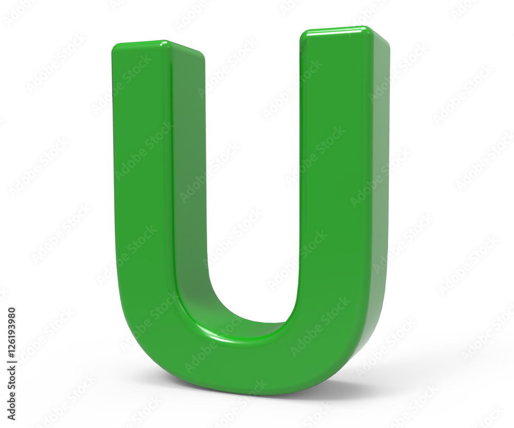 3d green letter U 3d green letter U