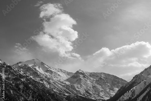 the clouds on the mountain tops