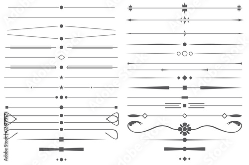Set of Simple Decorative Page Dividers and Design Elements.