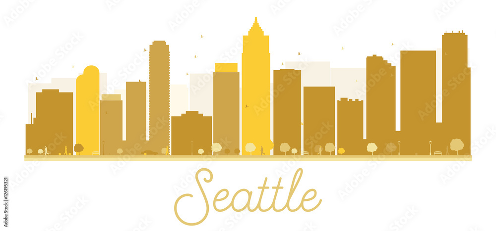 Seattle City skyline golden silhouette. Seattle City skyline golden silhouette.