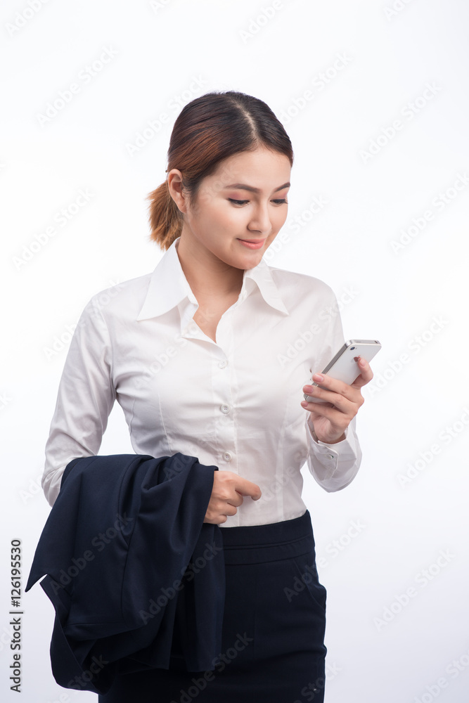 Portrait of Beautiful Young Asian Business woman using mobile ph Portrait of Beautiful Young Asian Business woman using mobile ph