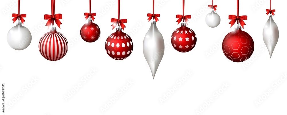 Fototapeta premium Christmas balls on white background for you design