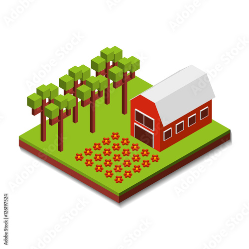 farm fresh isometric icon vector illustration design