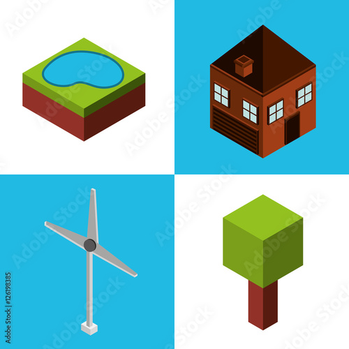 farm fresh isometric icon vector illustration design