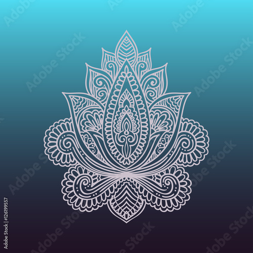 Vector Indian hand drawn hamsa with ethnic ornaments. Beautiful India ethnica ornament. Folk Henna tattoo style