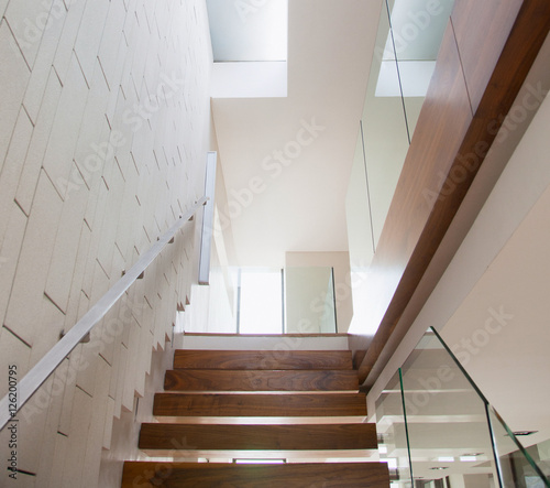 wooden staircase interior in the modern house