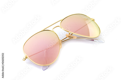 Modern fashionable sunglasses isolated on white background, Glas
