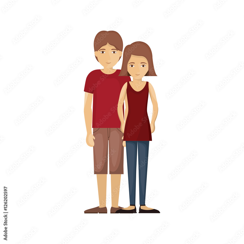 Woman and man cartoon icon. Couple relationship family love and romance theme. Isolated design. Vector illustration