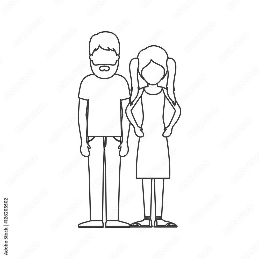 Woman and man cartoon icon. Couple relationship family love and romance theme. Isolated and silhouette design. Vector illustration Woman and man cartoon icon. Couple relationship family love and romance theme. Isolated and silhouette design. Vector illustration