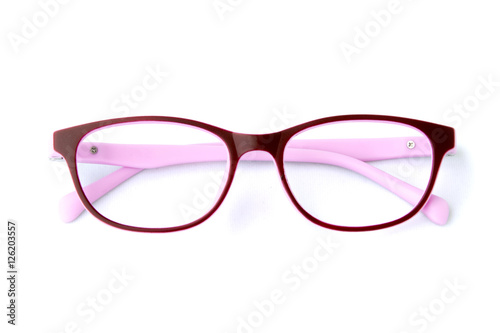 Modern fashionable spectacles isolated on white background, Perf
