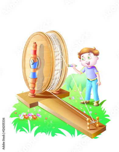 Boy with a spinning wheel