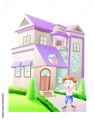 Boy outside home