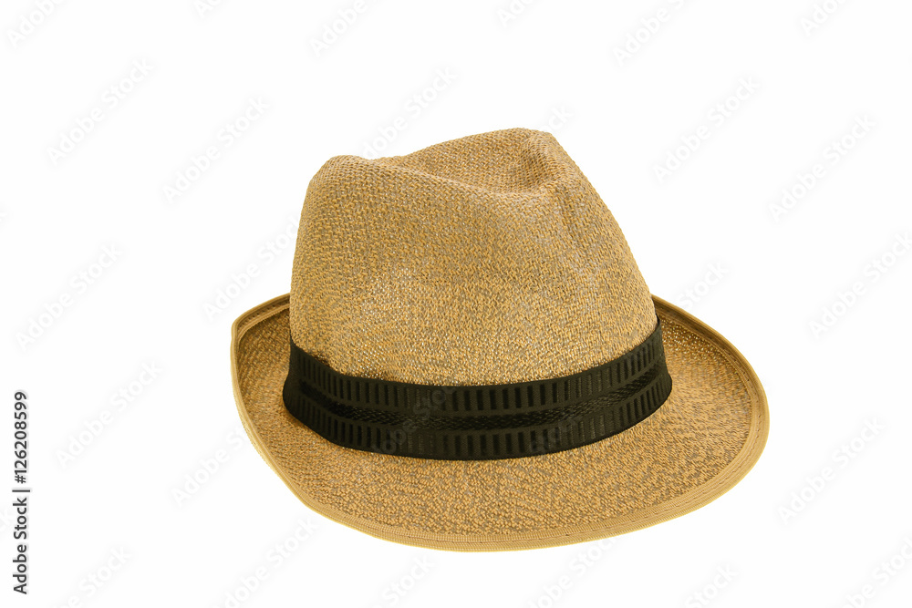 Summer panama straw hat isolated on white background Summer panama straw hat isolated on white background