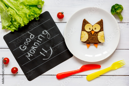 children's breakfast owl shaped sandwich good morning