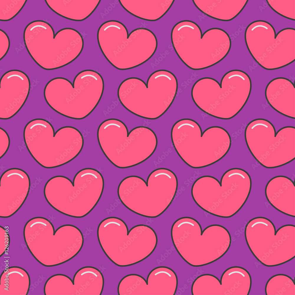 Pink contour heart seamless pattern wrapping paper